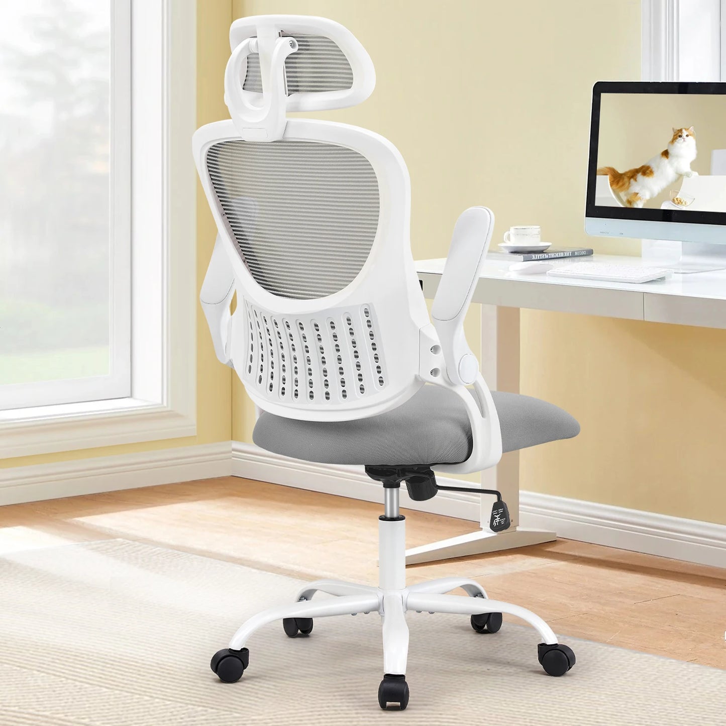 JHK Mesh Ergonomic Office Chair With Flip Up Lumbar Support