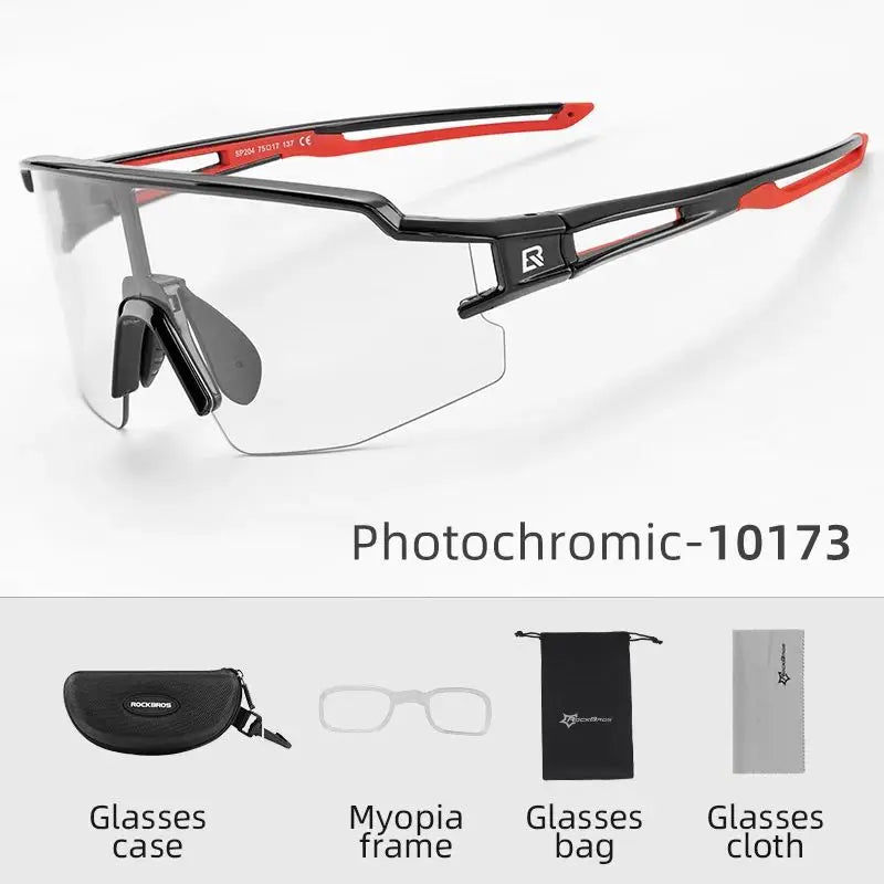 ROCKBROS Photochromic Polarized Cycling Glasses Built In Myopia Frame