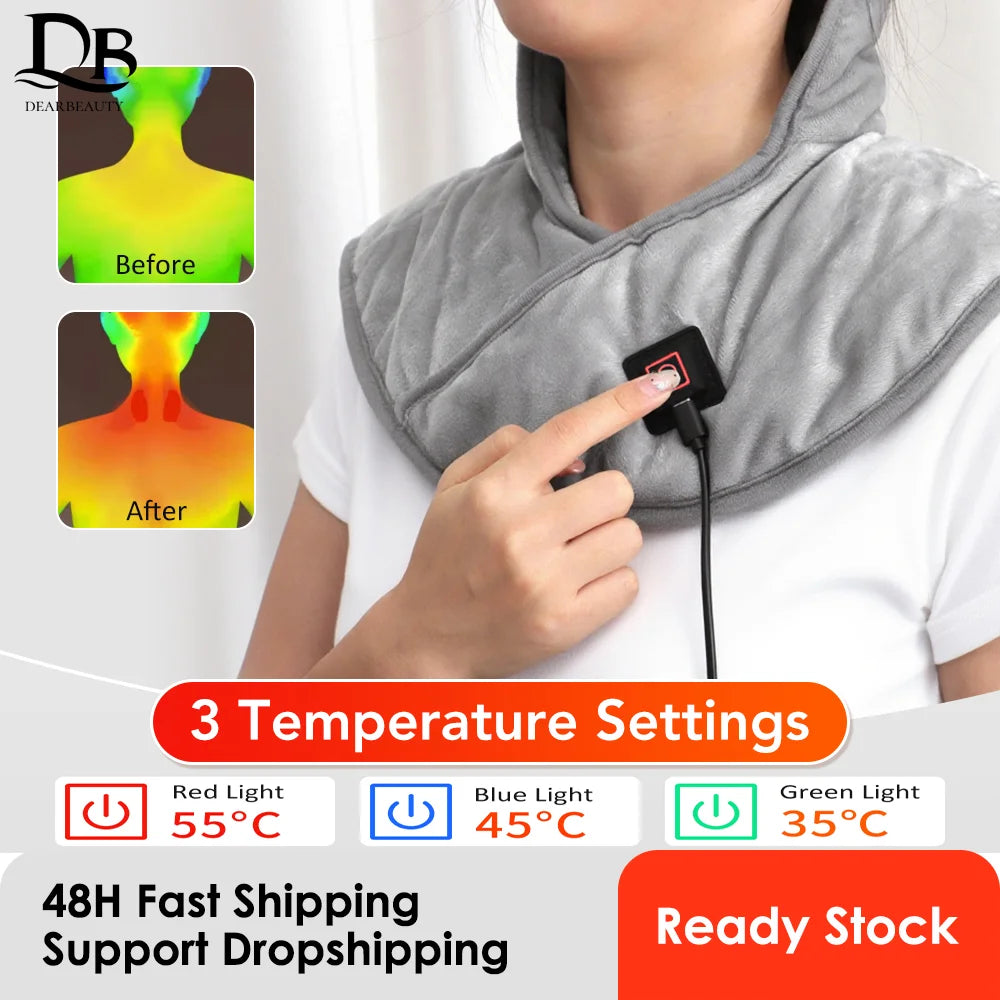 Electric Heating Shoulder Neck Pad Massager USB Threegear Heat Settings