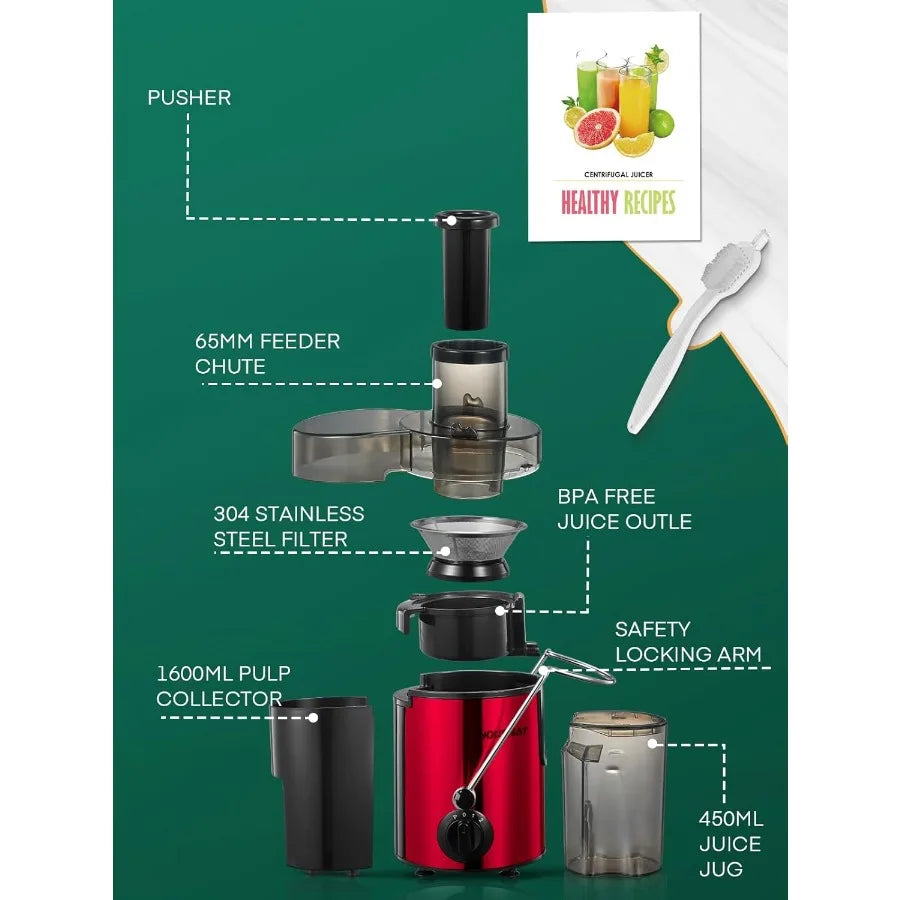 MDNG Centrifugal Juicer 400W Motor High Speed Juice Extractor