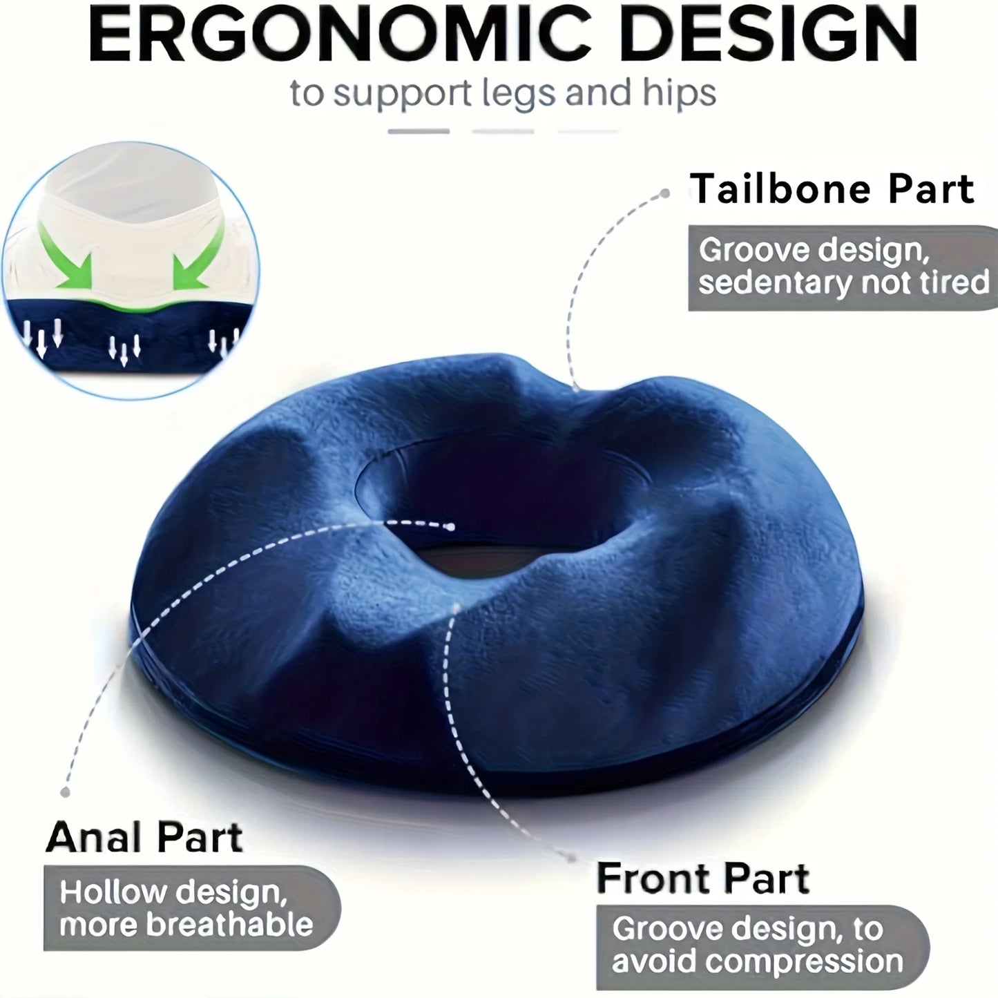 Orthopedic Memory Foam Donut Pillow Coccyx Seat Cushion