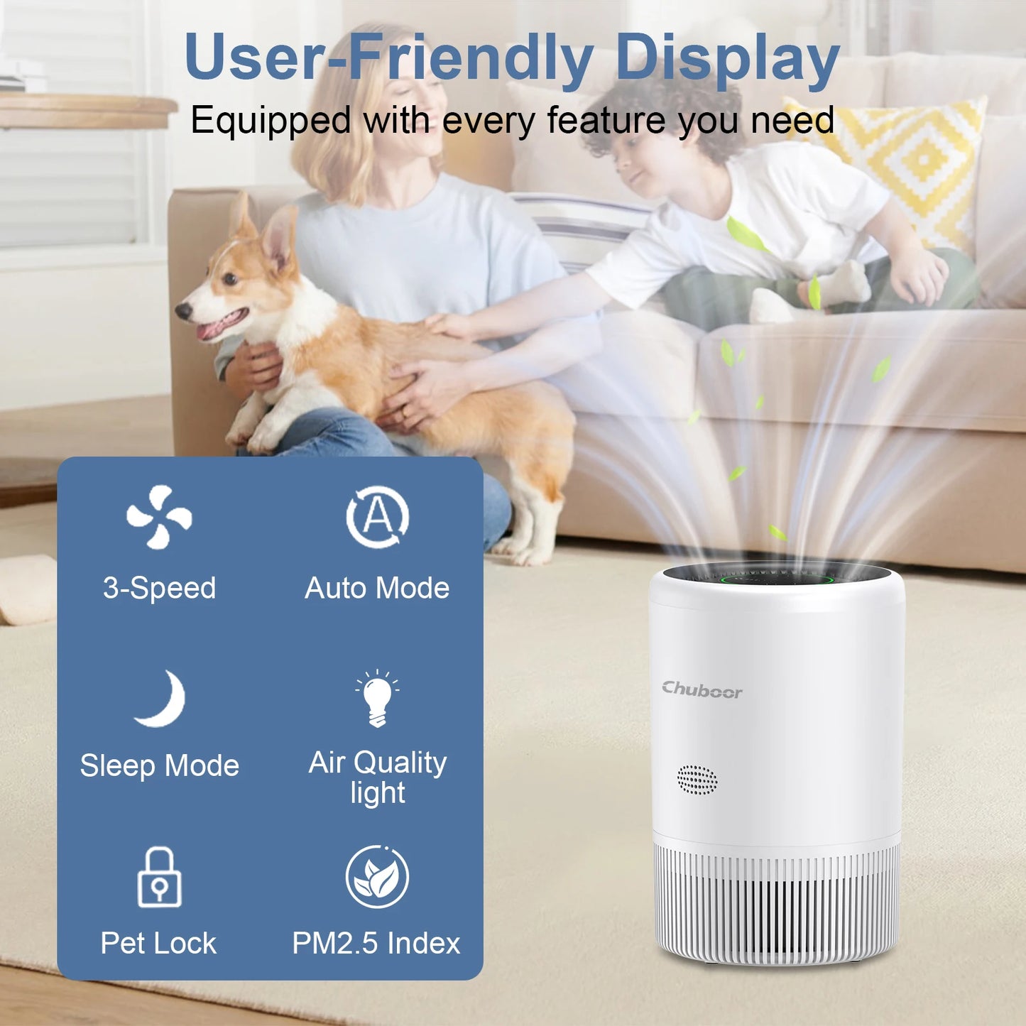 Chuboor Smart Air Purifier With App Control HEPA For Home