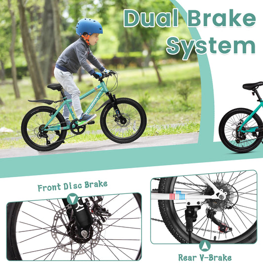 Ecarpat Kids Mountain Bike 7 Speed Front Suspension Disc Brake