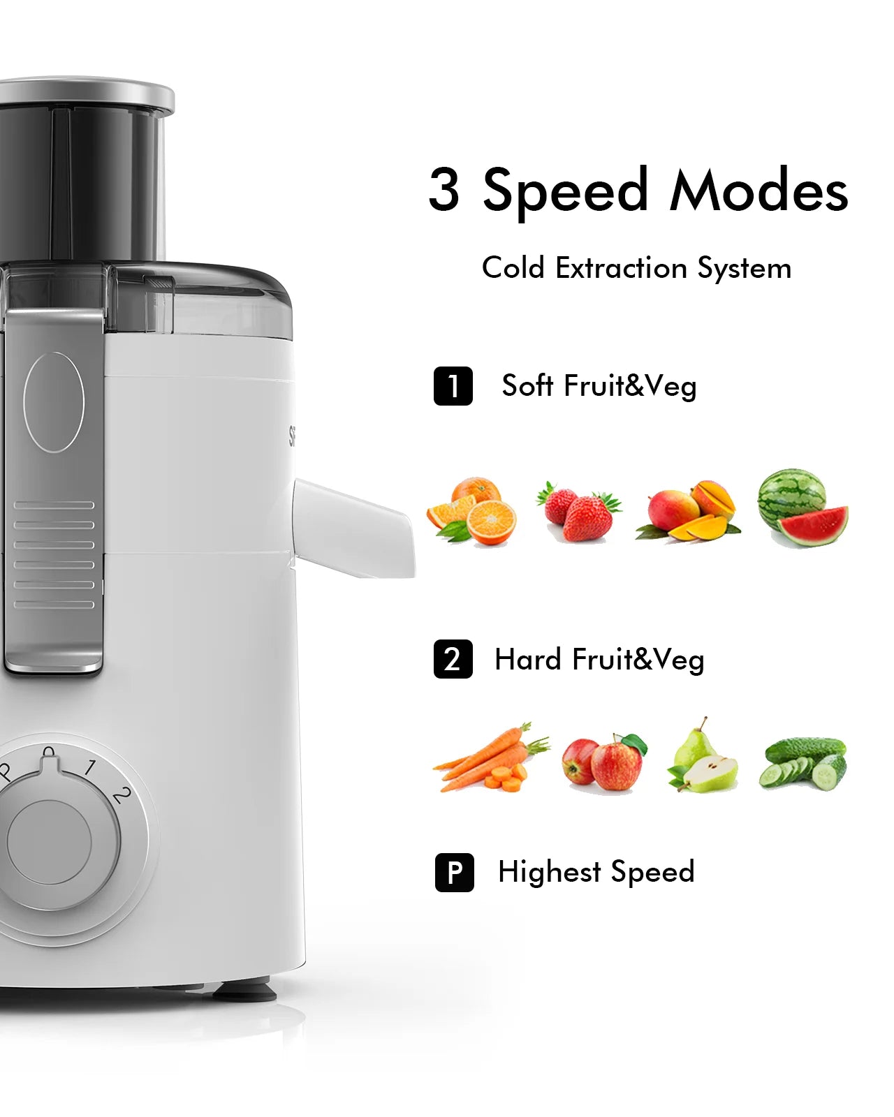 SIFENE Compact Centrifugal Juicer With 3 Speeds Easy Clean