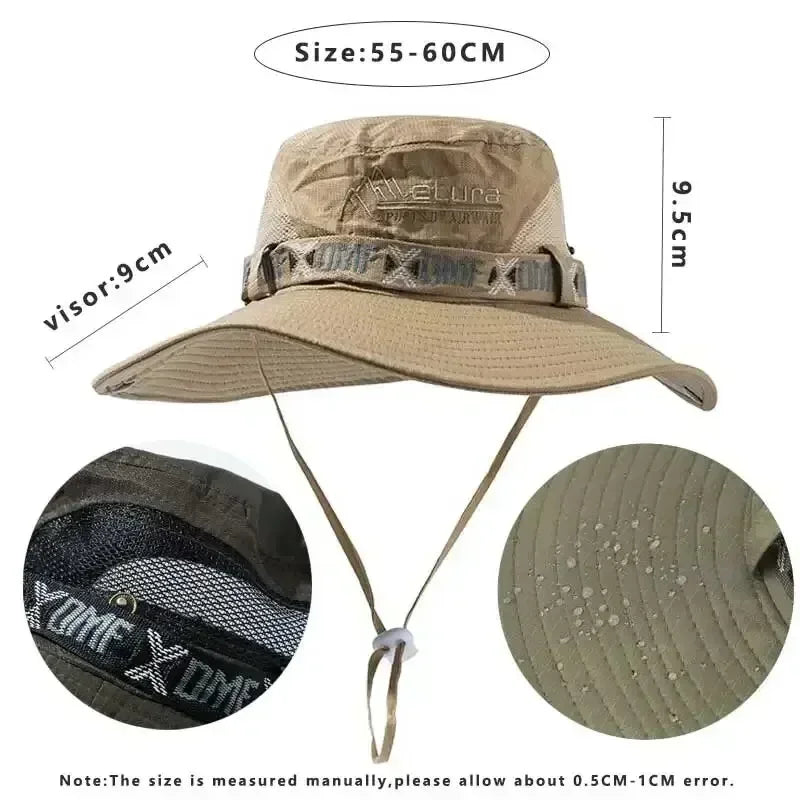 Outdoor UV Protection Wide Brim Bucket Hat for Hiking