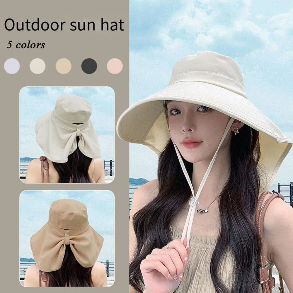 Unisex UV Protection Sun Hat With Neck Flap Wide Brim