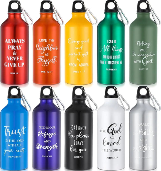 XMSJ Aluminum Water Bottles Bible Verse Gift Set 10 Pack