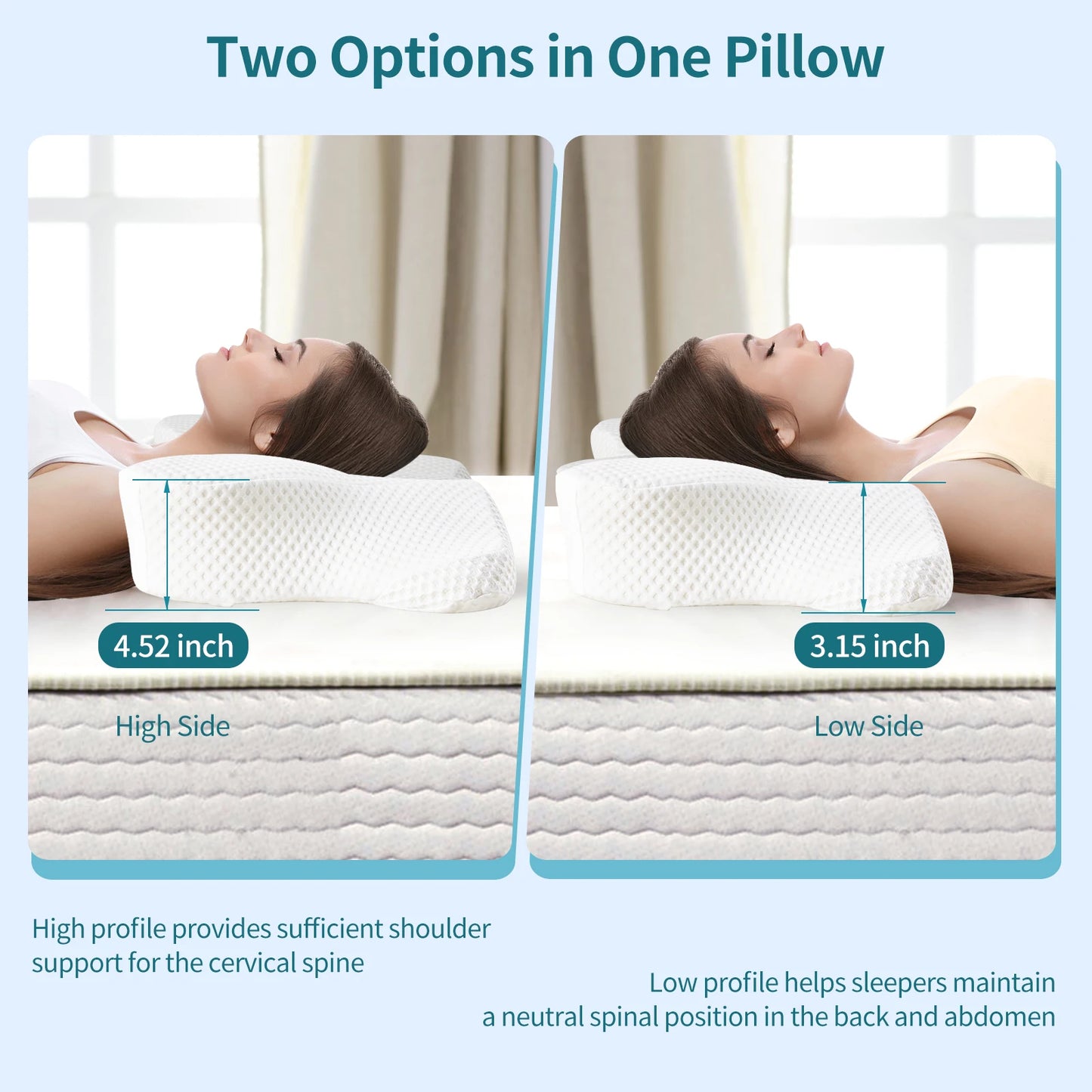 Ergonomic Neck Pillow Memory Foam Ventilated Cooling Washable Cover