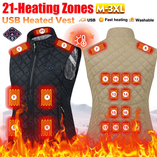 NONECN 21 Zone USB Heated Vest Cotton Jacket For Women