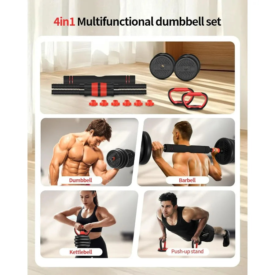 Adjustable Dumbbells 30lb Free Weight Set With Connector