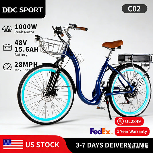DDC SPORT Step Through Electric Bike For Adults Removable 48V 15.6Ah Battery