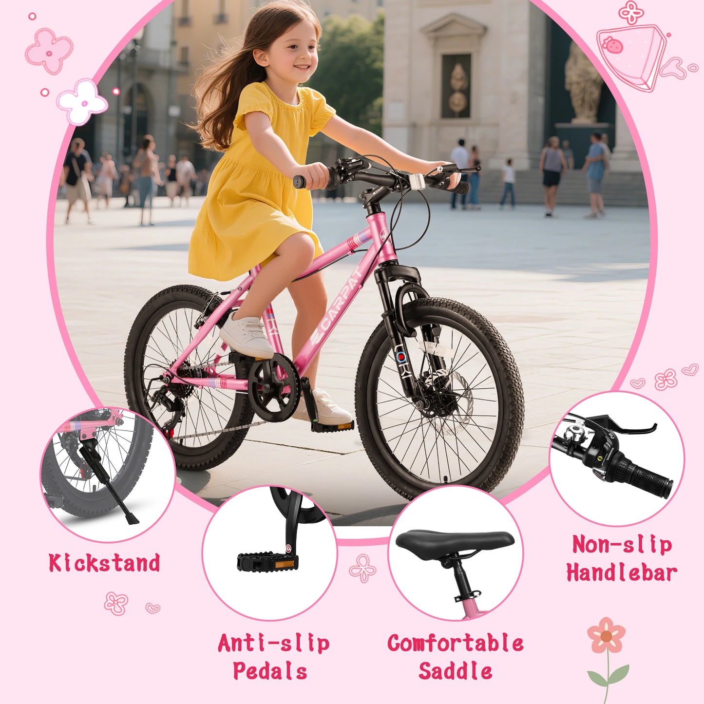 Ecarpat Kids Mountain Bike 7 Speed Front Suspension Disc Brake