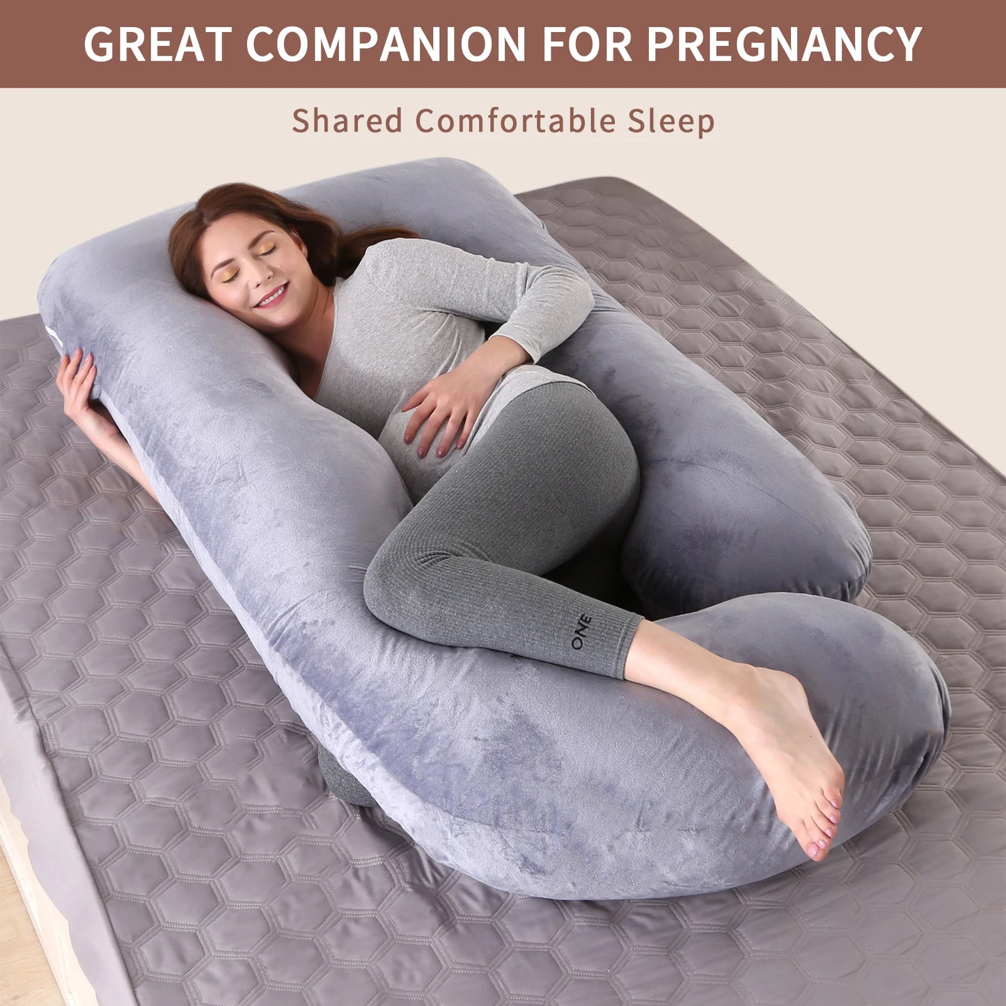 NONECN G Shaped Pregnancy Pillow Full Body Maternity Removable Cover