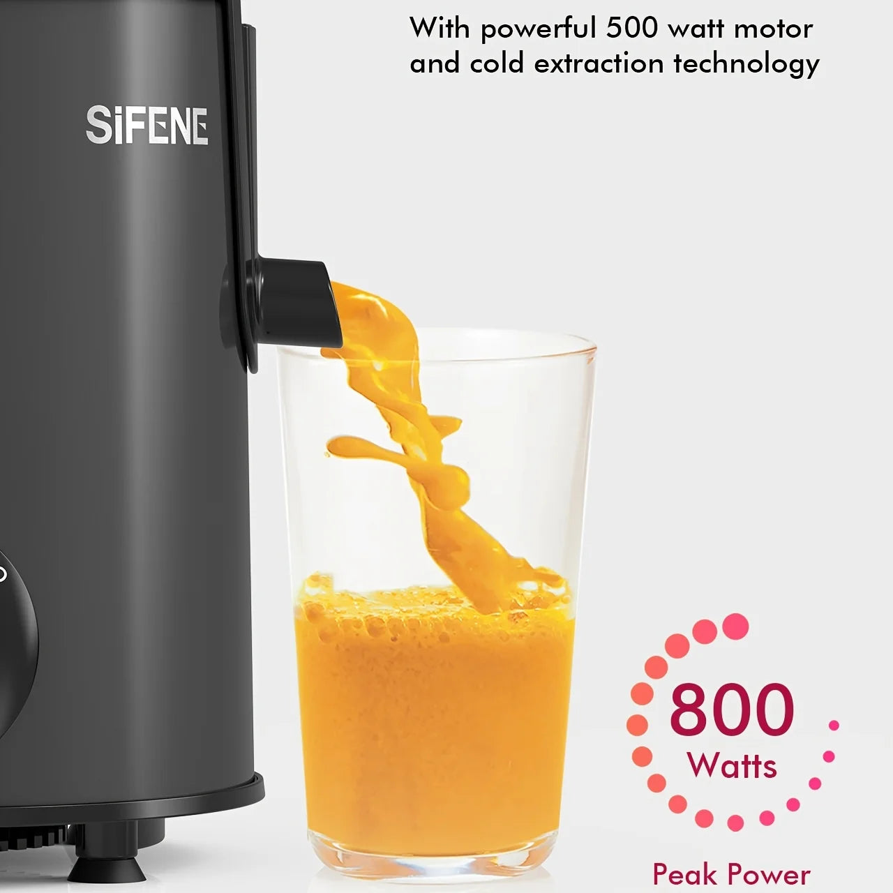 SiFENE Easy Clean Juicer Stainless Steel 800W 3 Speeds