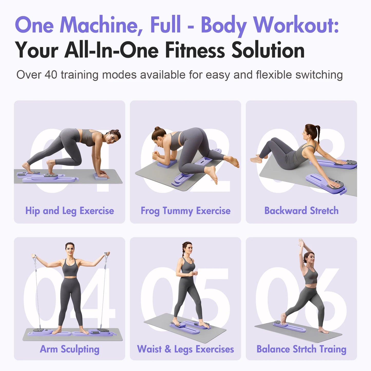 Pilates Reformer Board Portable Split Abdominal Equipment With Resistance Bands