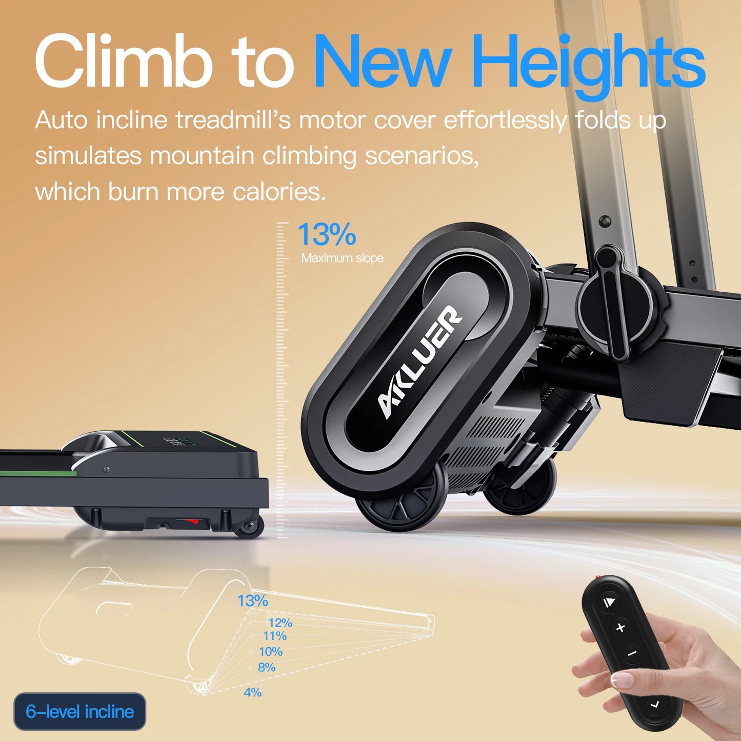 AKLUER Auto Incline Walking Pad Under Desk Treadmill 2.5HP