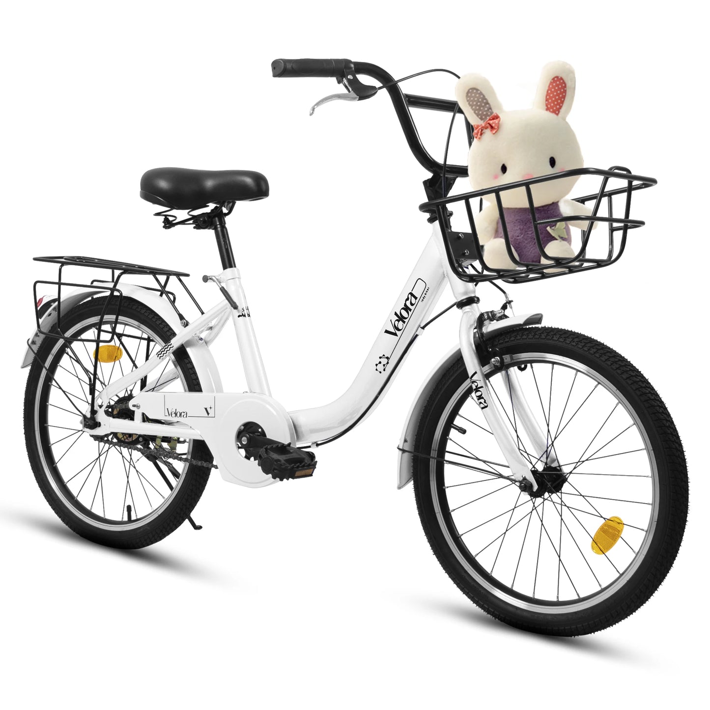 Ecarpat Kids Bicycle With Basket Rear Seat V Brakes