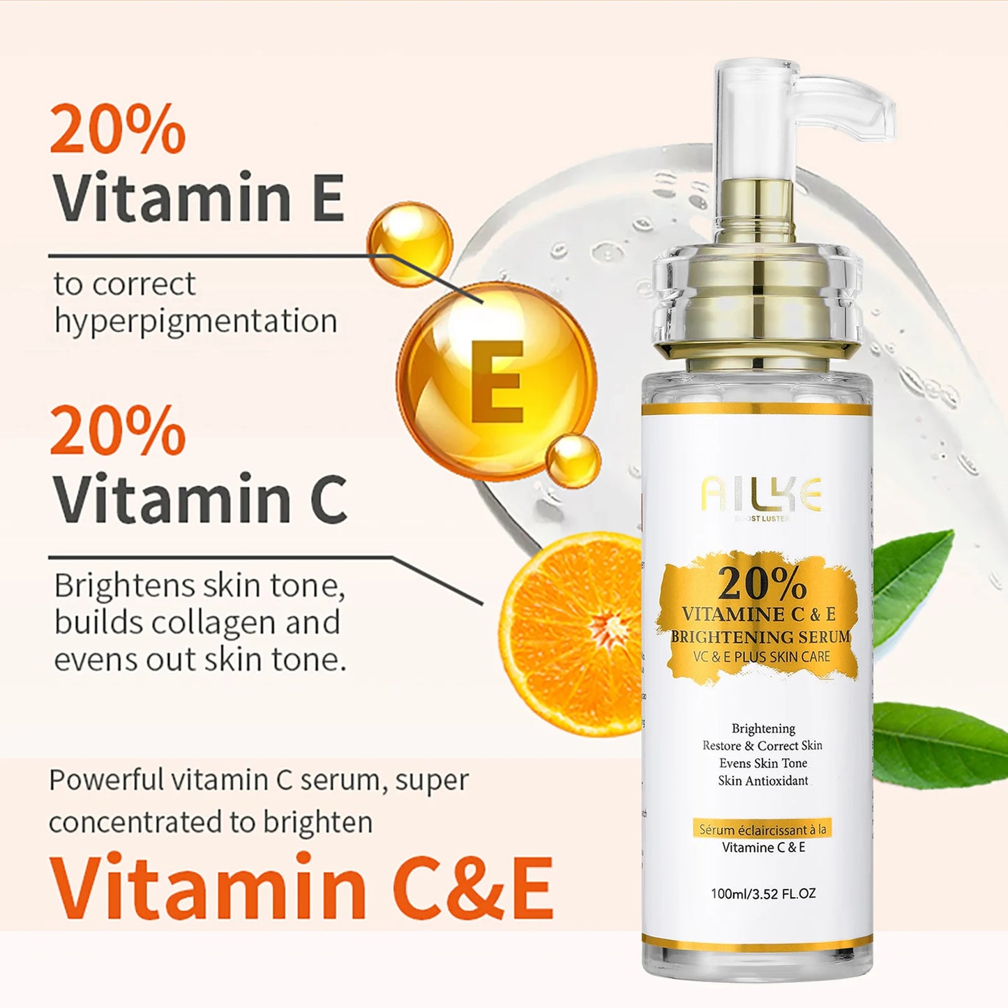 AILKE Brightening Body Cream Vitamin C Hyaluronic Acid Even Tone