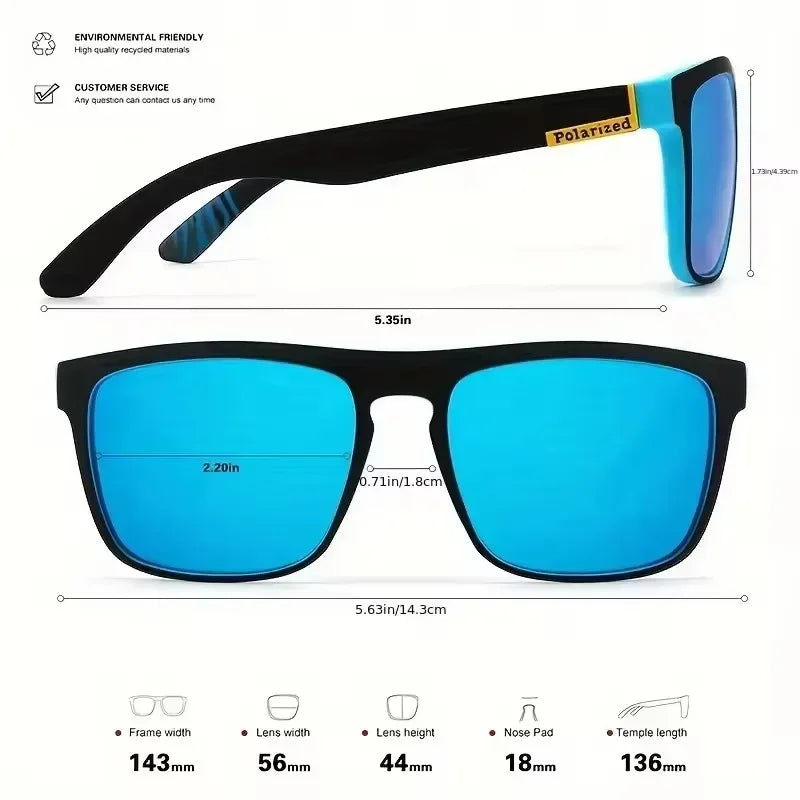 Polarized UV400 Sunglasses Square Frame Metal Eyewear For Men Women