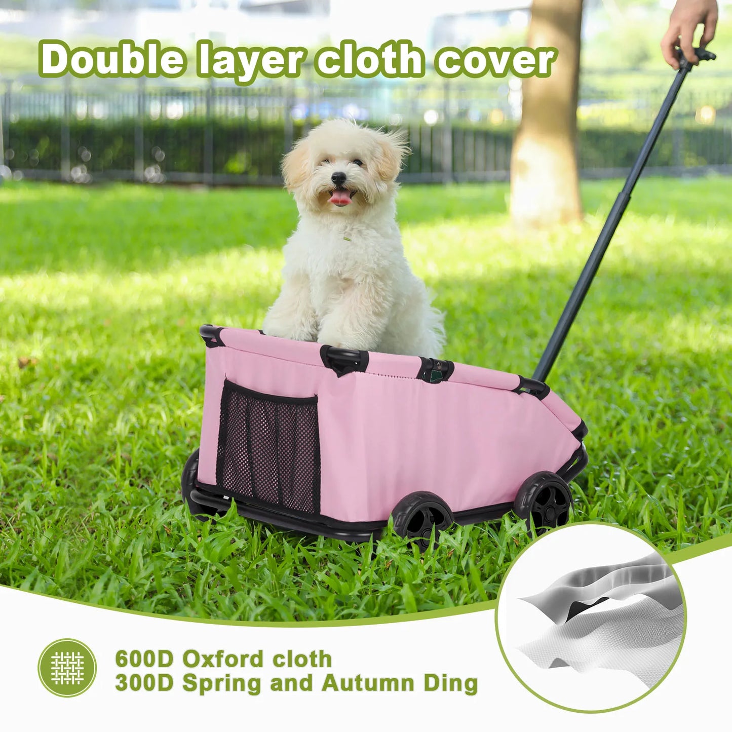 Folding Pet Stroller 4 Wheels Lightweight 360 Degree Rotation