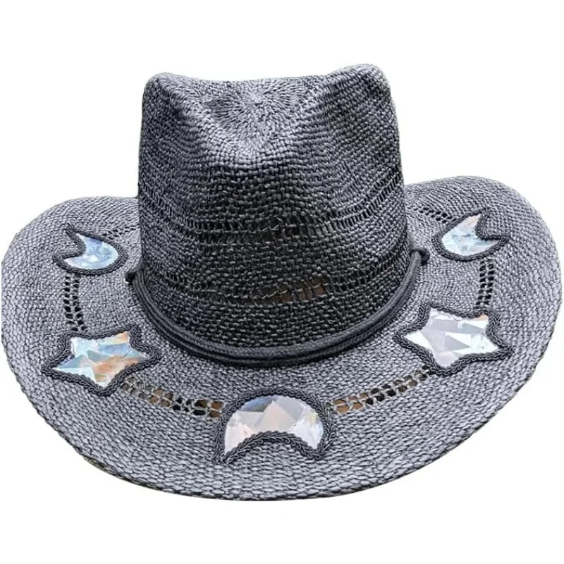Cowgirl Straw Prism Hat Handwoven Shapeable Brim Sun Hat Women