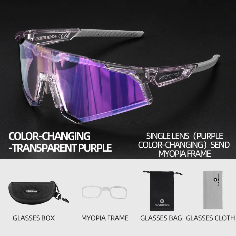 ROCKBROS Photochromic Polarized Cycling Glasses With Adjustable Nose