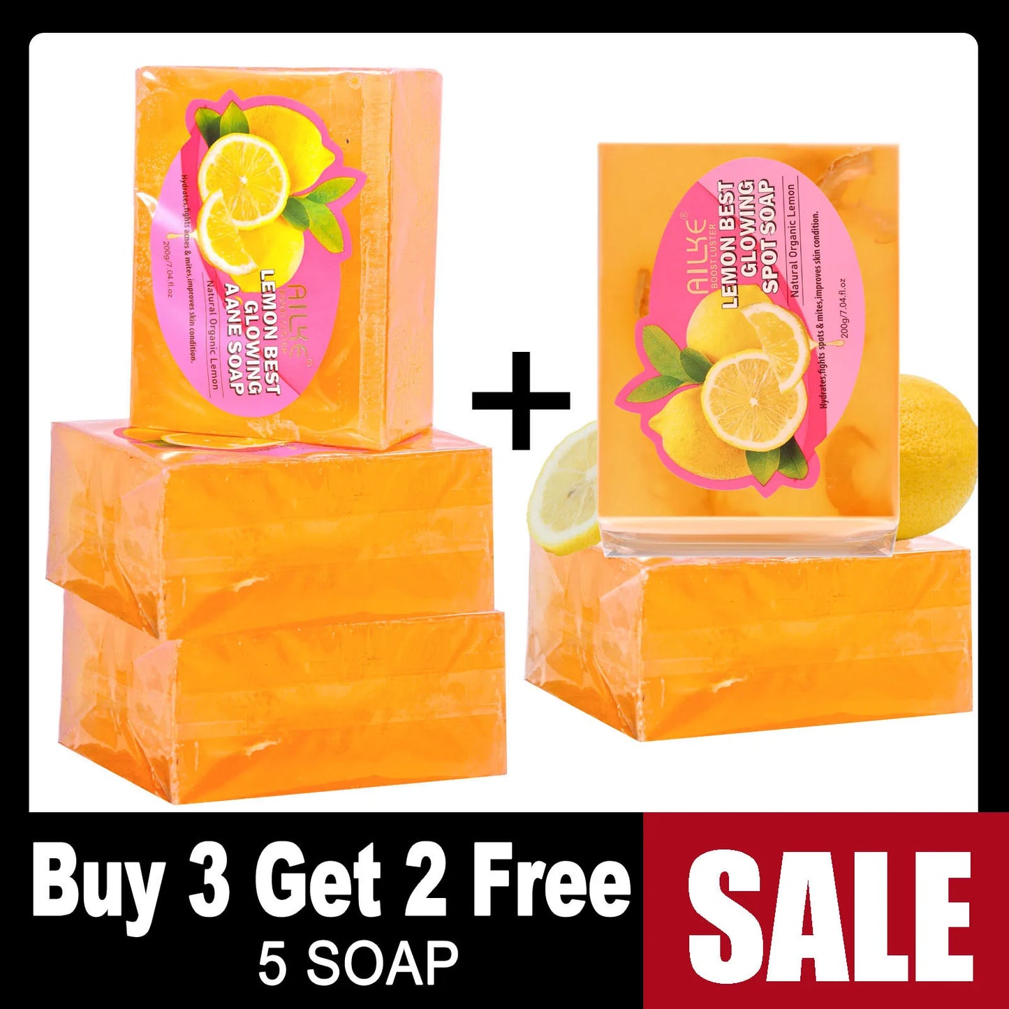 AILKE Natural Lemon Whitening Soap Bar Brightening Cleanser For Face