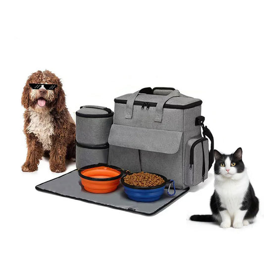 TWISTER.CK Dog Travel Backpack Organizer With Food Bags And Bowls
