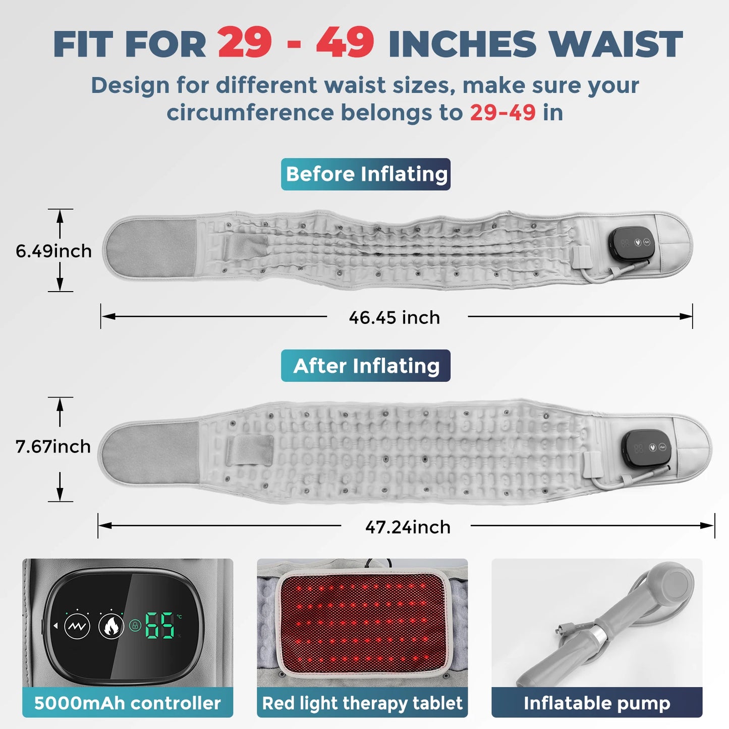 DeMoce Inflatable Lumbar Decompression Belt With Heated Massage