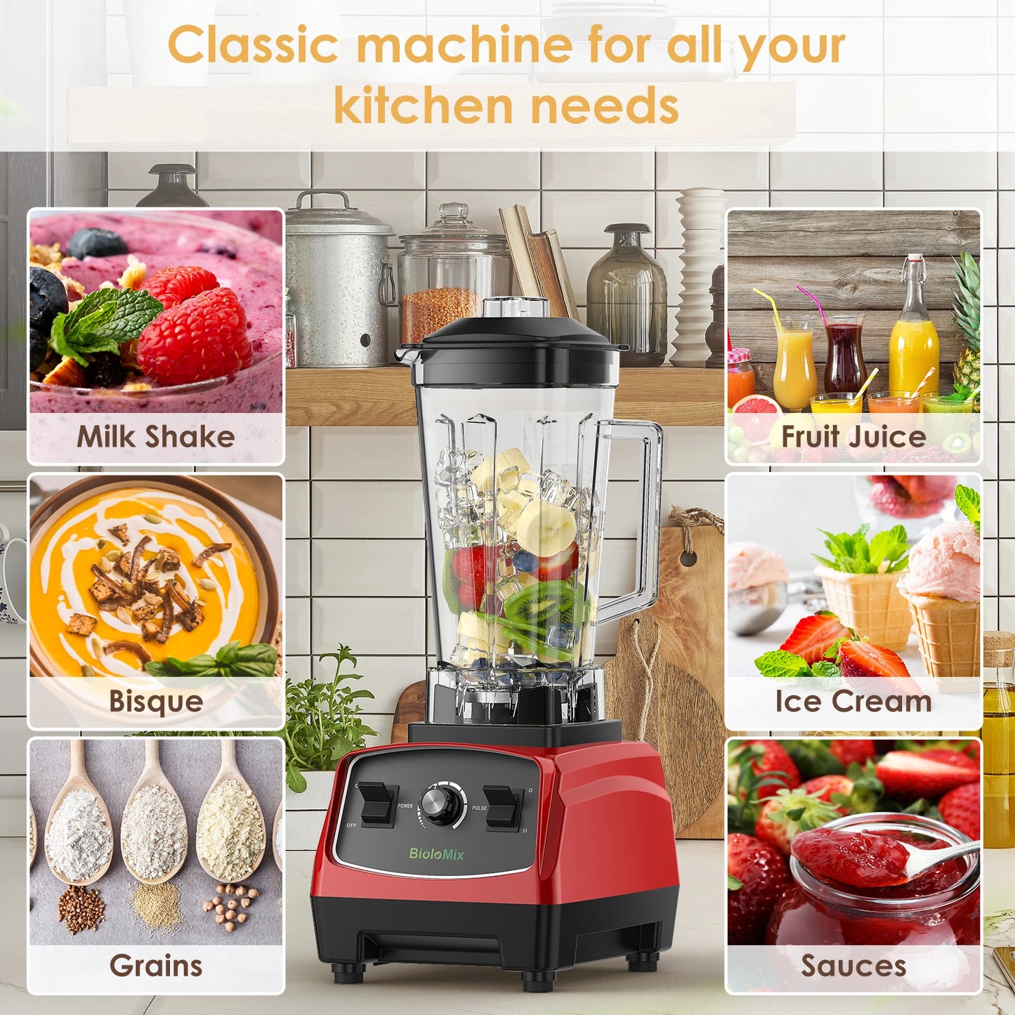 Biolomix BPA Free 2200W Heavy Duty Commercial Blender Mixer Juicer