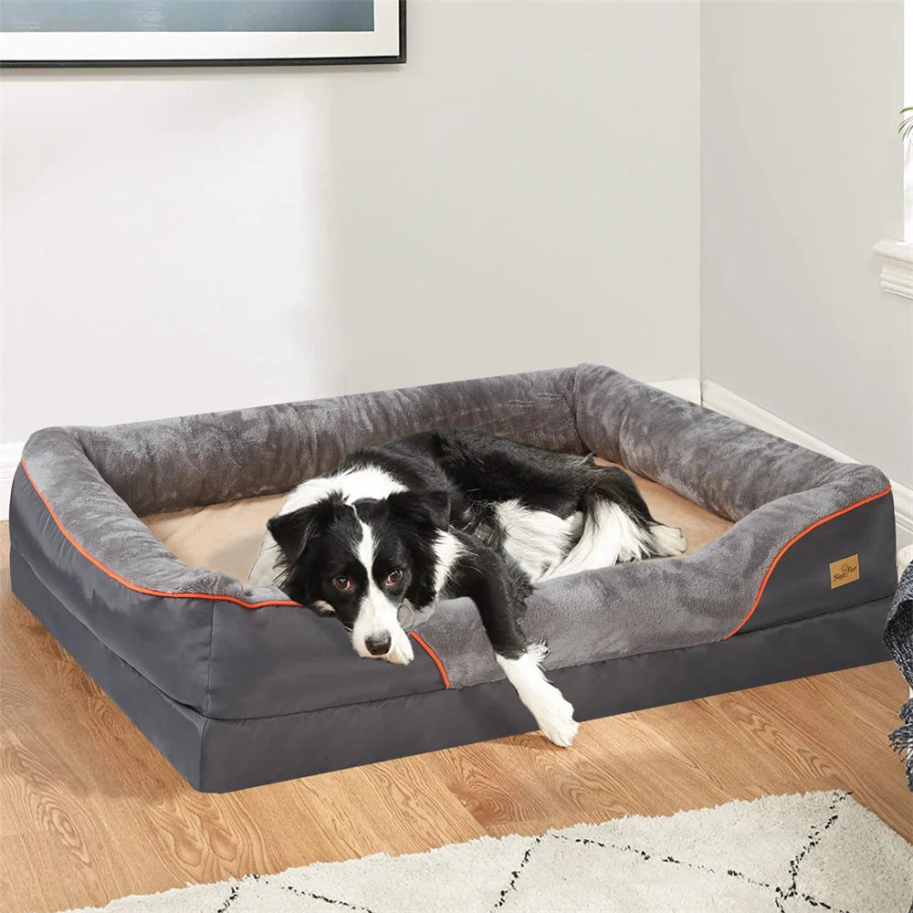 BORWARTCN Orthopedic Memory Foam Dog Bed Waterproof With Removable Cover
