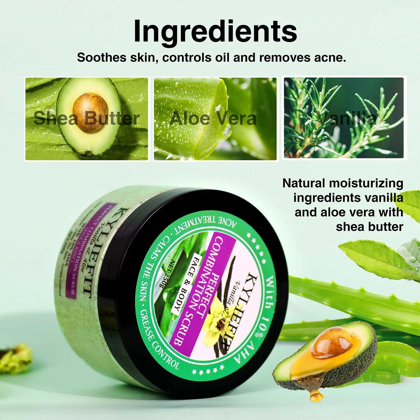 AILKE Premium Organic Scrub Set For Face Body Hands Moisturizing