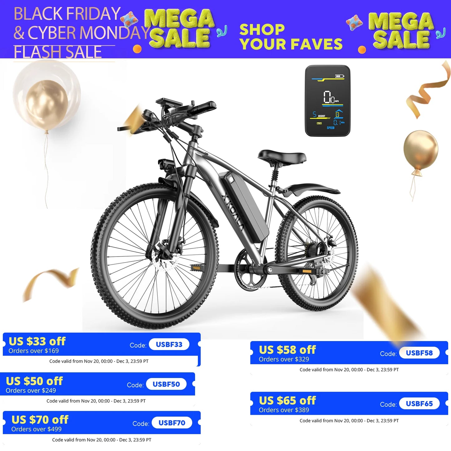 X-koala 1000W Electric Mountain Bike 25MPH 40 Miles Range