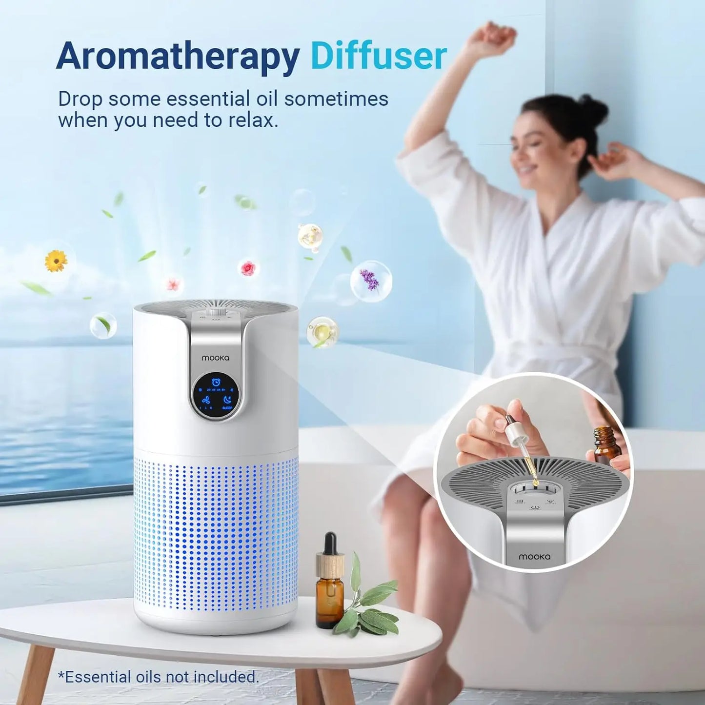 MOOKA HEPA Air Purifier With Aromatherapy For Quiet Home Use