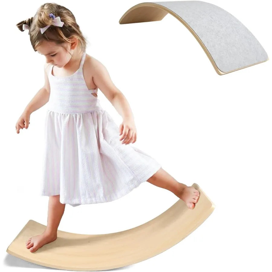 SHXI Wooden Wobble Balance Board Natural Wood