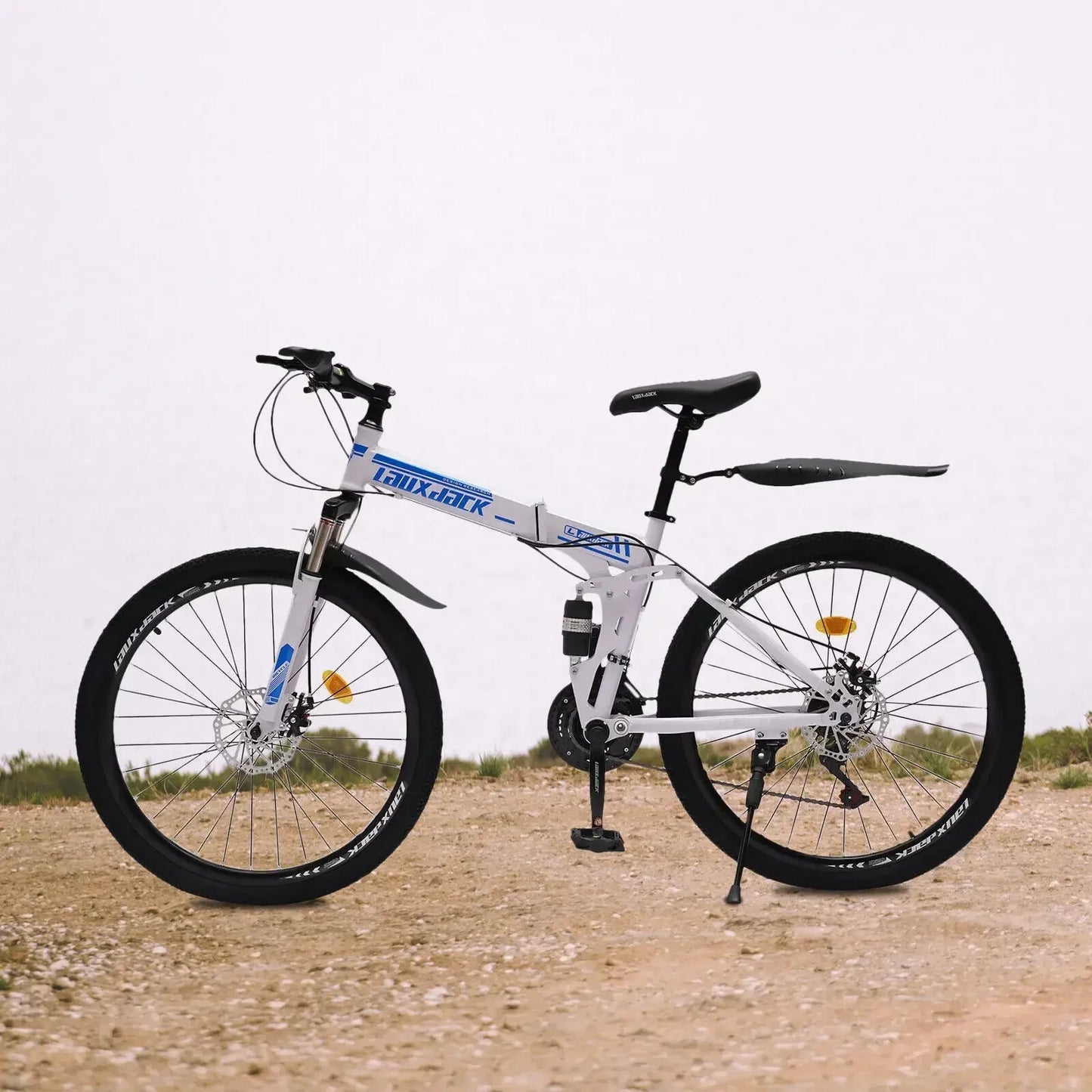 Folding Mountain Bike 21 Speed Dual Disc Brakes Mens MTB