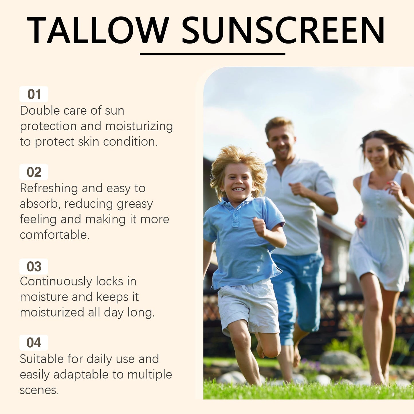 OUHOE Beef Tallow Sunscreen UV Protection Face Moisturizer