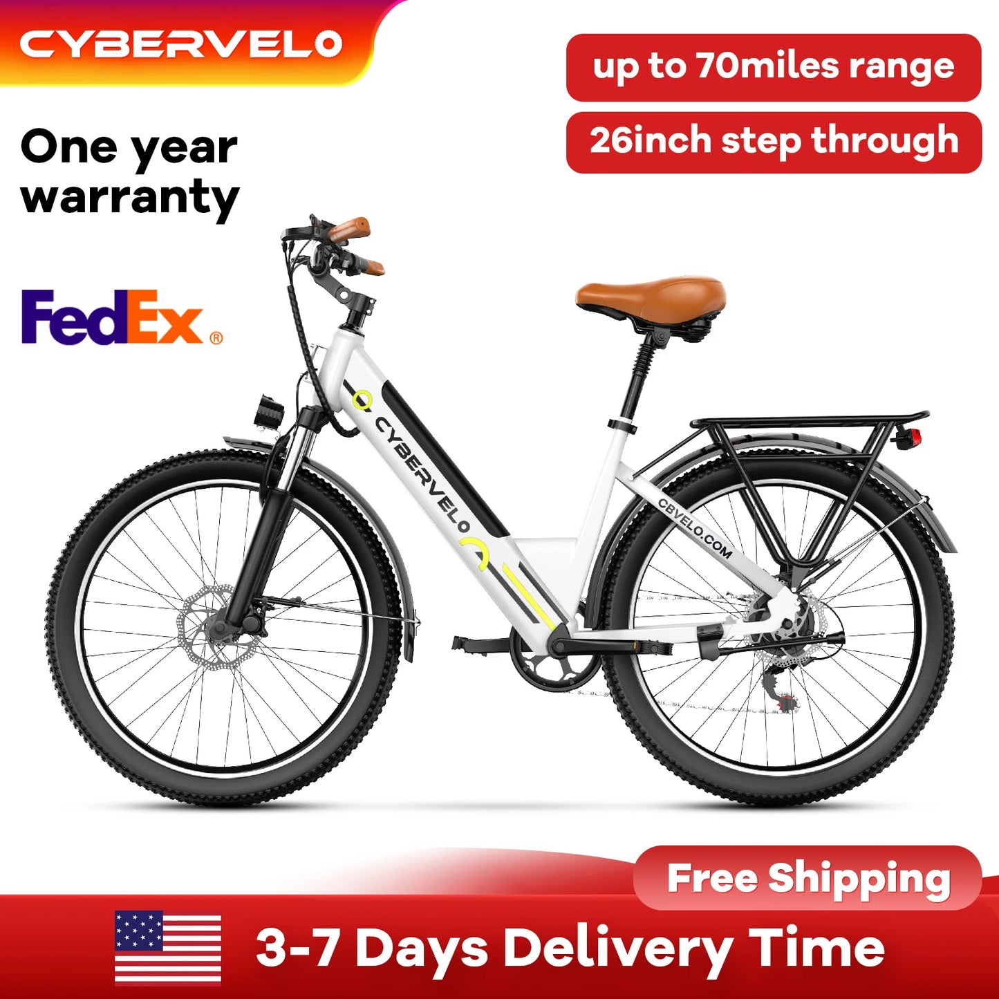 Cybervelo Urban Commute E Bike EK2 With Detachable Battery