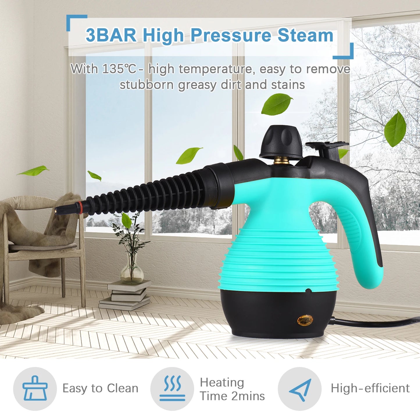 Romellar Portable Handheld Steam Cleaner 1050W With 9 Accessories