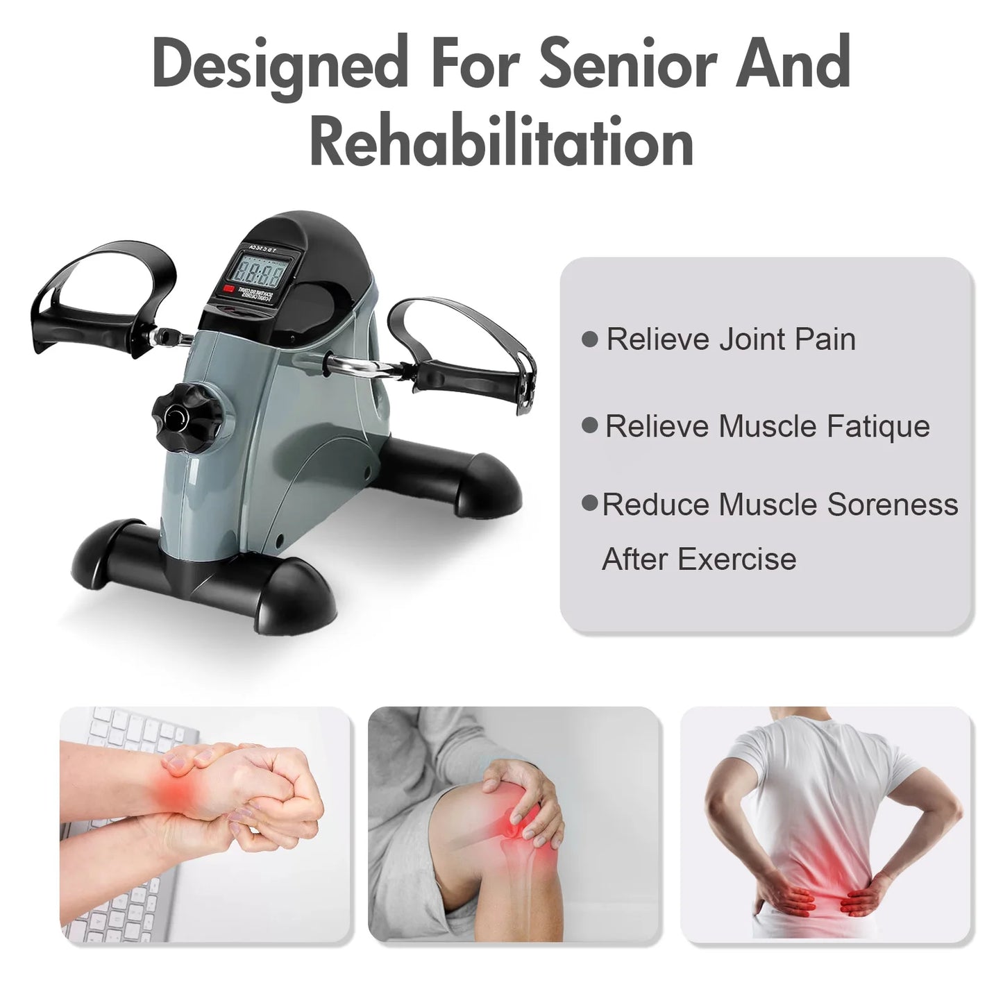 Under Desk Pedal Exerciser With Lcd Display For Leg Knee
