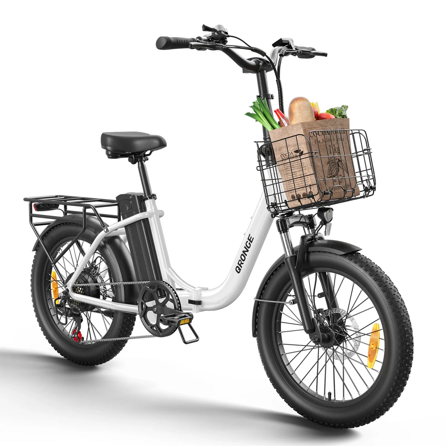 QRONGE 1000W Folding Electric Bike 486Wh Battery 70 Mile Range
