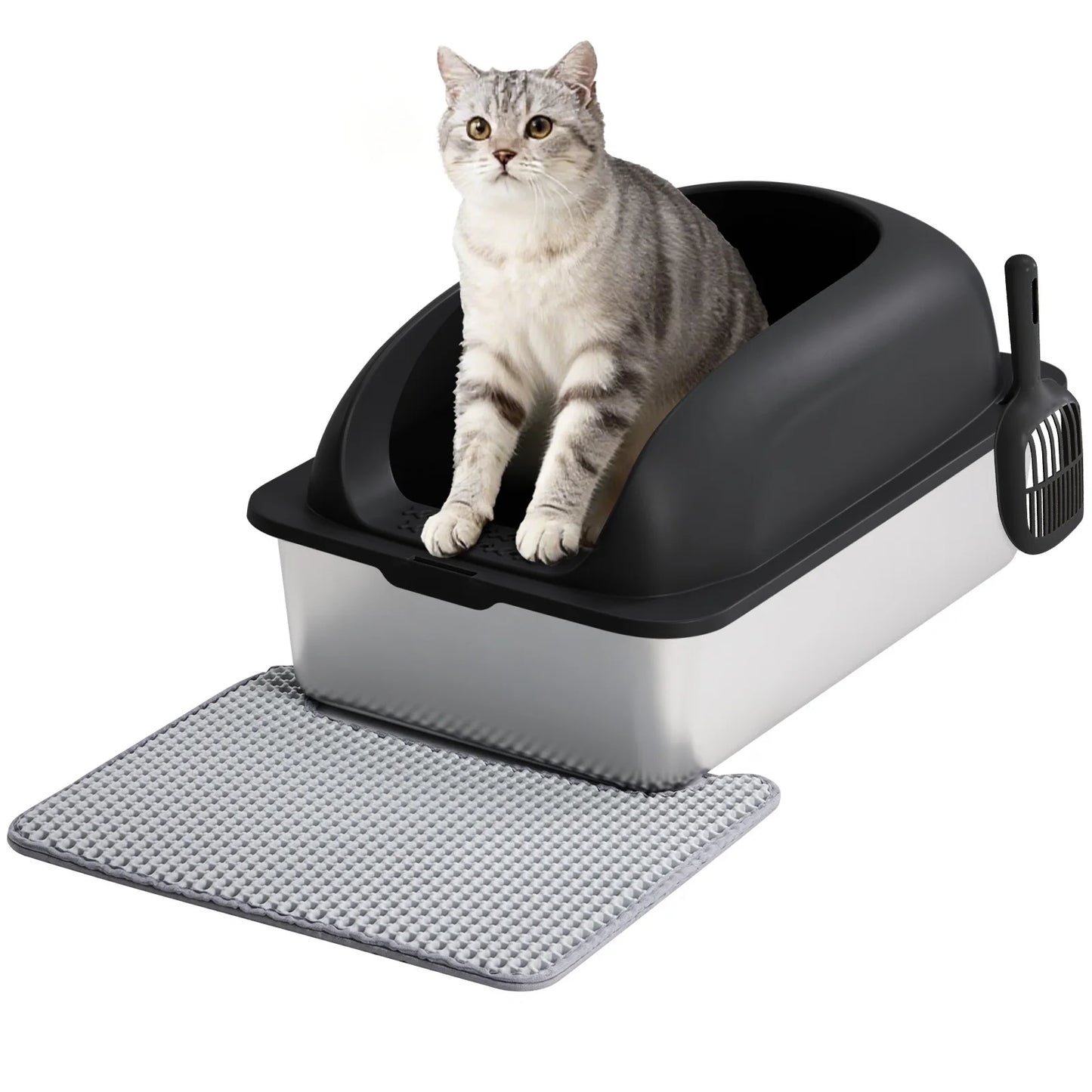 JHK Stainless Steel Cat Litter Box With Lid Included