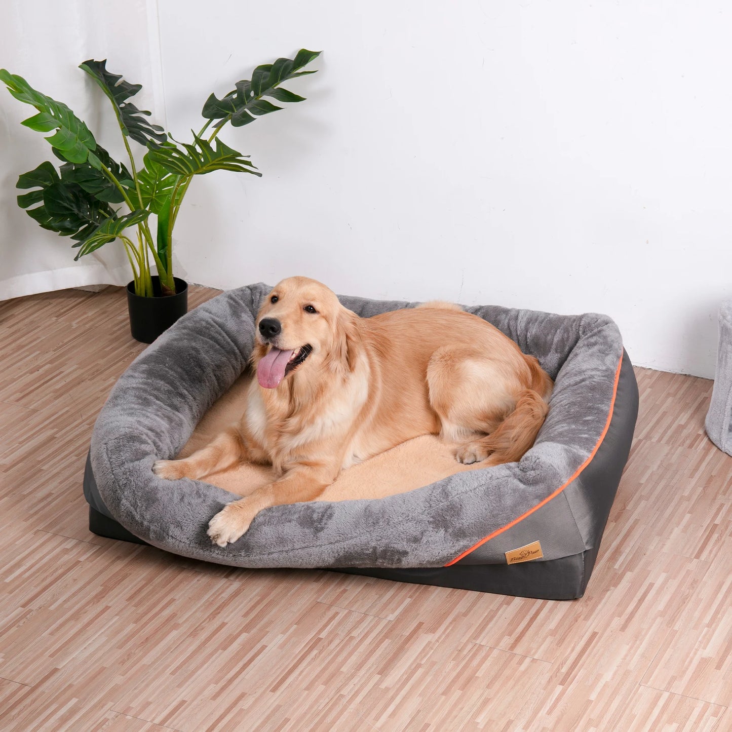 BINGOPAWCN Orthopedic Dog Bed With Removable Cotton Padded Bolster