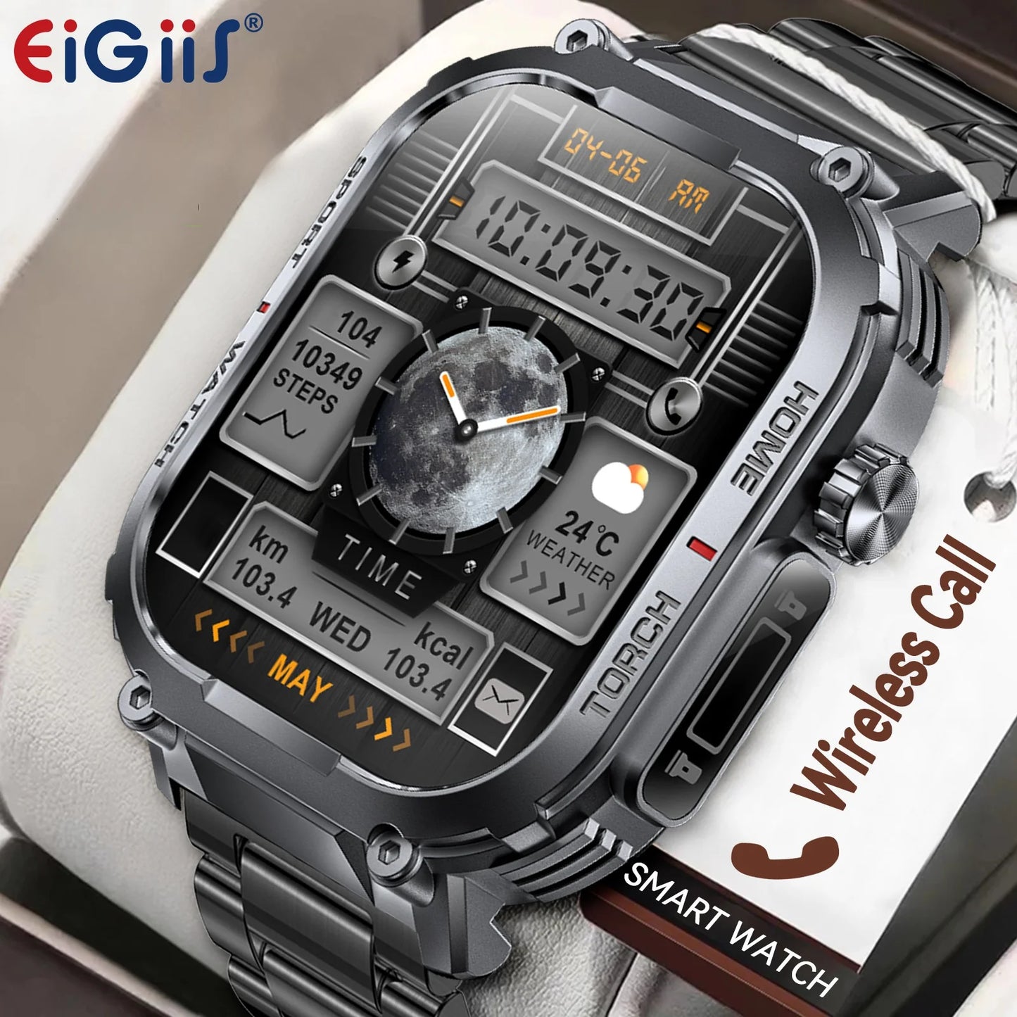 EIGIIS S320B Smart Watch Men Heart Rate Fitness Tracker