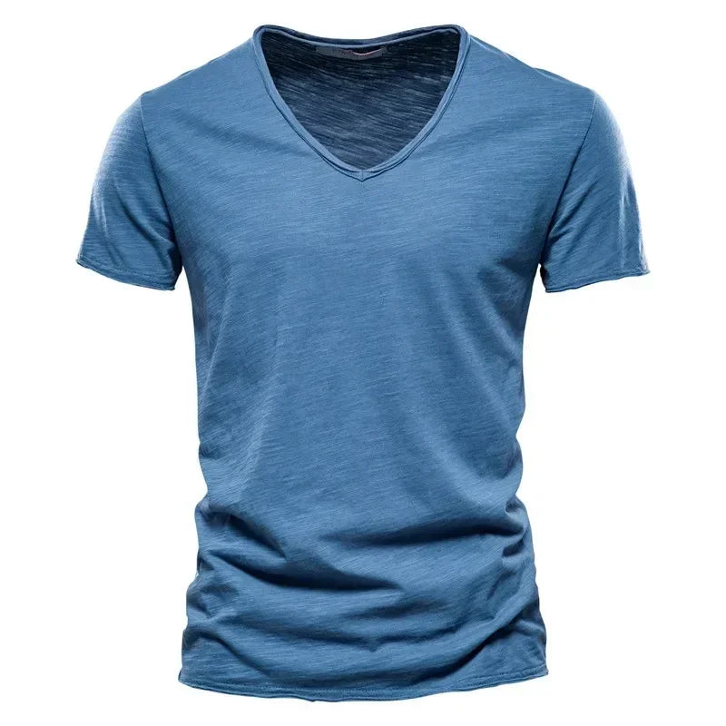 men’s pure cotton v-neck t-shirt