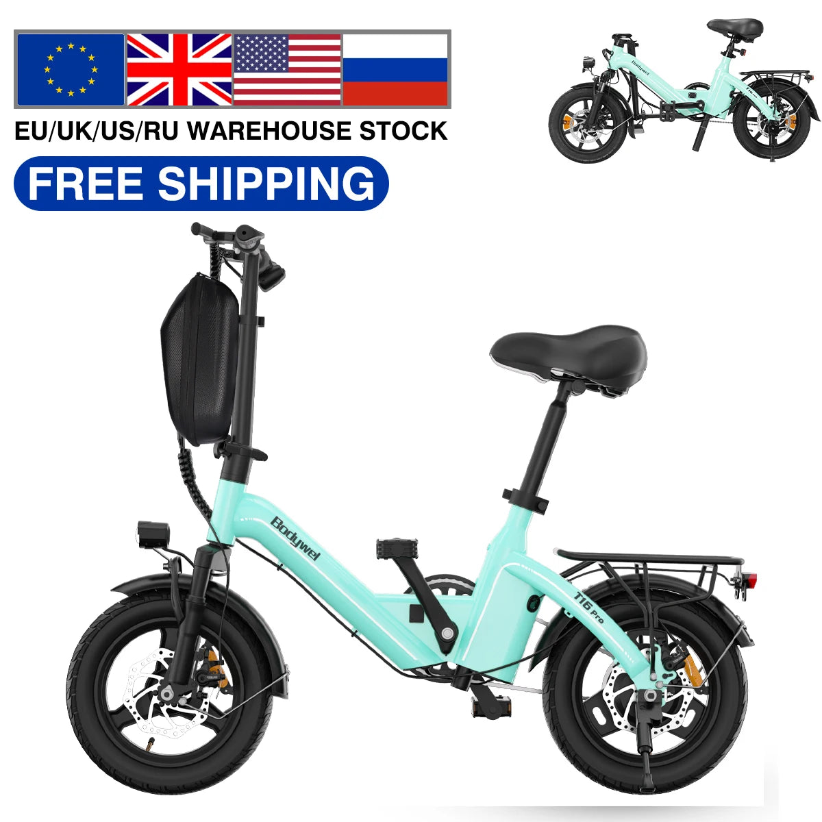 Bodywel T16pro Folding Electric Bike 750W Dual Disc Brakes Urban