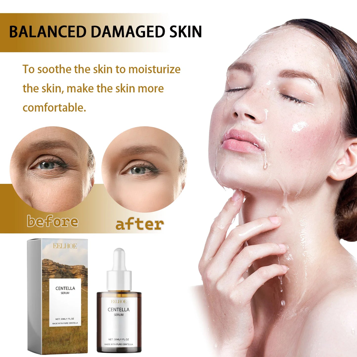 Eelhoe Centella Facial Serum for Hydration Brightening and Firming