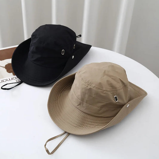 Unisex Cotton Polyester Sun Protection Bucket Hat For Summer
