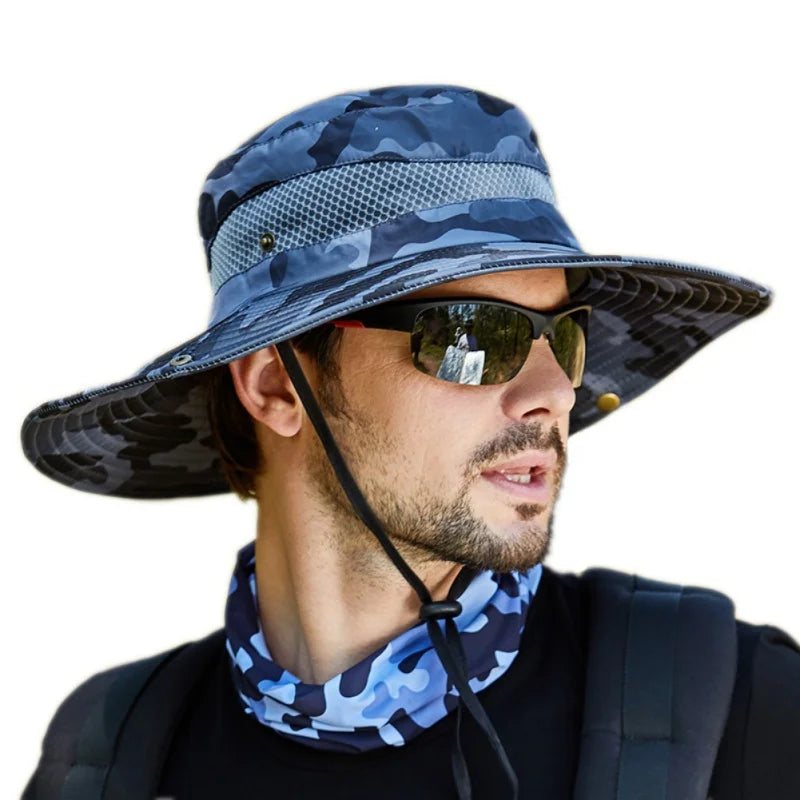 NONECN Men Bucket Hat Breathable Sun Protection Fisherman Hat