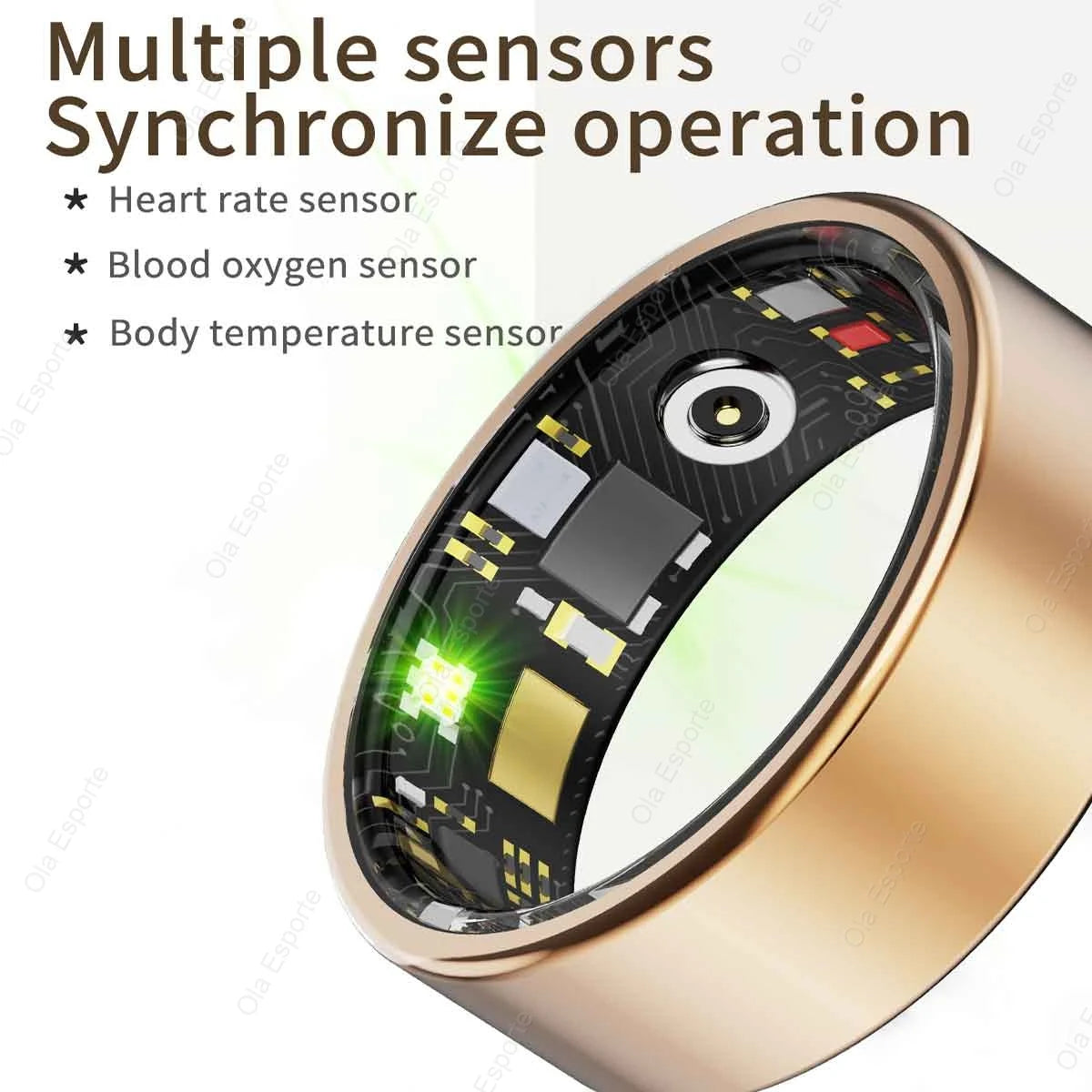 Smart Ring With Heart Rate Blood Oxygen Sleep Monitor IP68 5ATM Waterproof